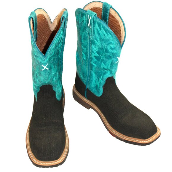 Twisted X Charcoal Suede Turquoise Alloy Safety Toe Working Boot Size 8.5 - Picture 6 of 11
